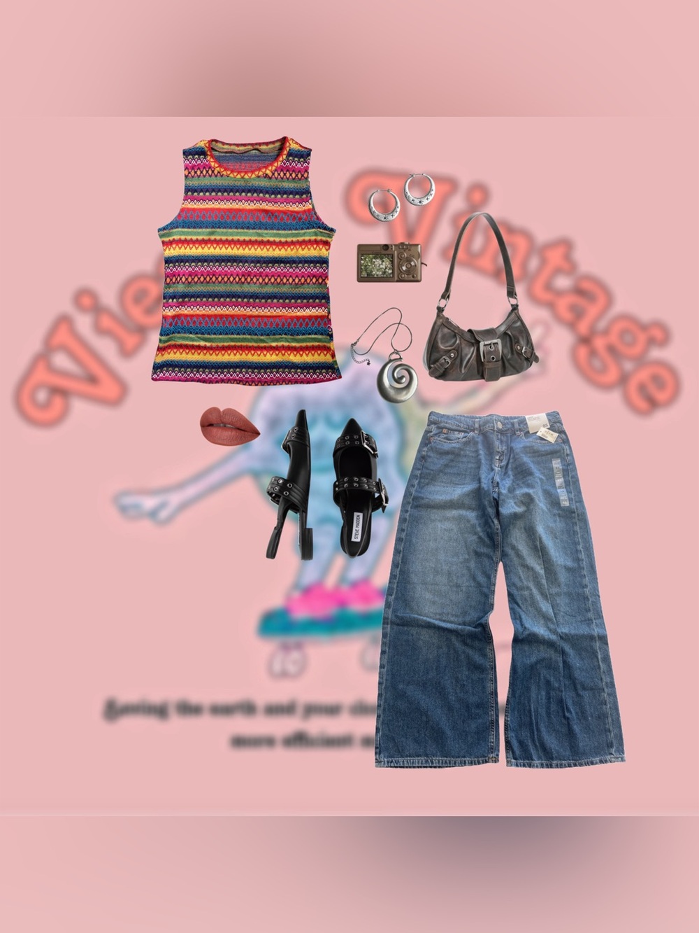 Boho Multi Color Halterneck Tank Top - Picture 2 of 5